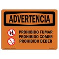 Signmission OSHA Sign, No Smoking No Eating No Drinking Spanish, 10in X 7in Decal, 7" W, 10" L, Landscape OS-WS-D-710-L-12713